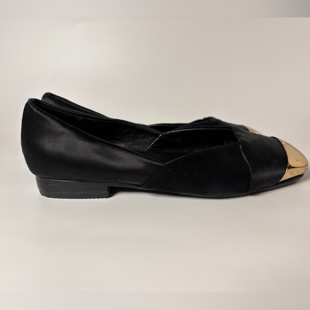 Vintage Hermès Black Satin Flats – Gold Cap Toe, French Luxury size 36 - Picture 7 of 10